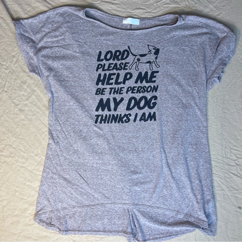 Ladies Round Hem Lord Help Me Dog Mom Hi-Low Graphic T-Shirt 2X